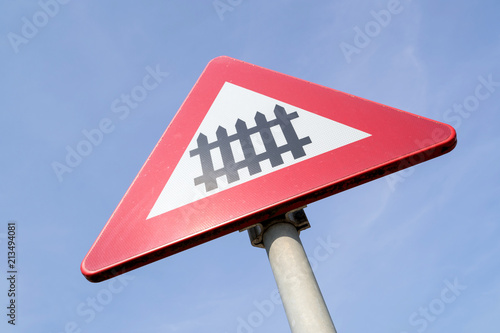 Dutch Road Sign Level Crossing With Barrier Or Gates Ahead Stock Photo Adobe Stock