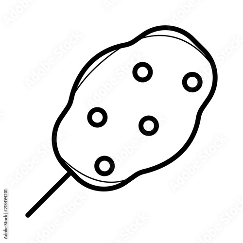 Blueberry, cherry and bilberry cotton candy of blue, pink and purple colors isolated on white background with signs. Summer snack in parks. Delicious and sweet street food vector illustration.