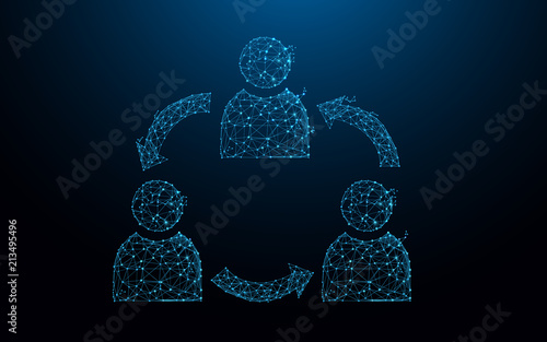 User group icons form lines, triangles and particle style design. Illustration vector