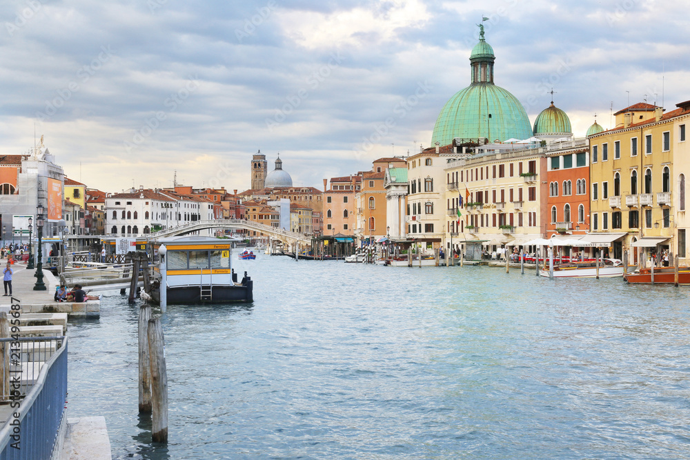 View of Grand Canal with San Simeone Church in Venice, Italy