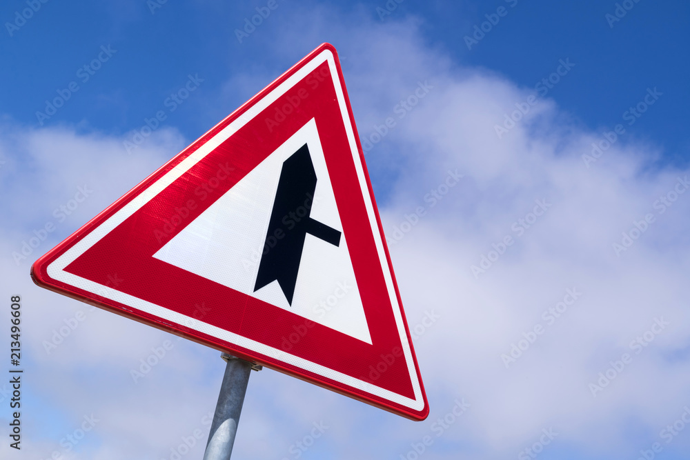 Dutch road sign: road junction with priority over minor road from the right Dutch road sign: road junction with priority over minor road from the right