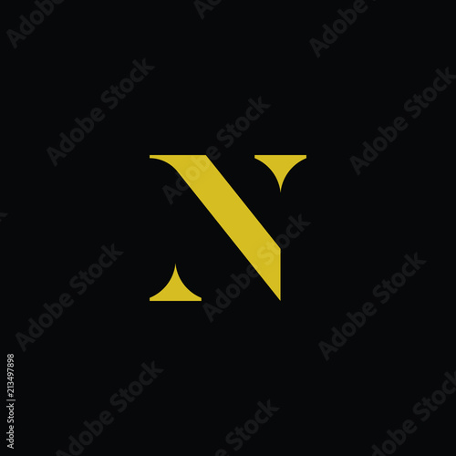 Simple Luxury Letter N Initial With Gold and Black color logo