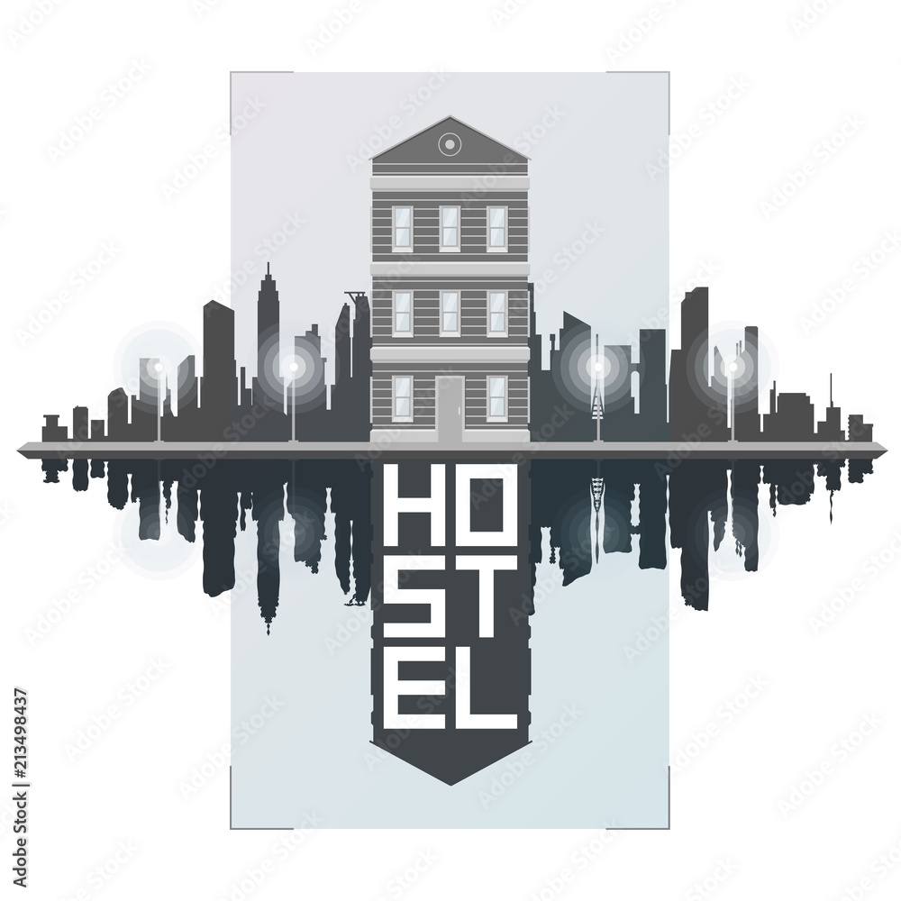 Vector illustration with hostel