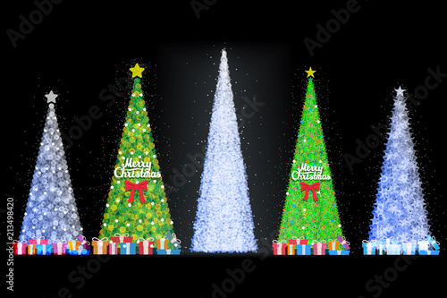 Abstract Christmas tree set with gifts