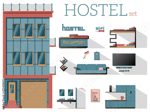 Flat hostel set