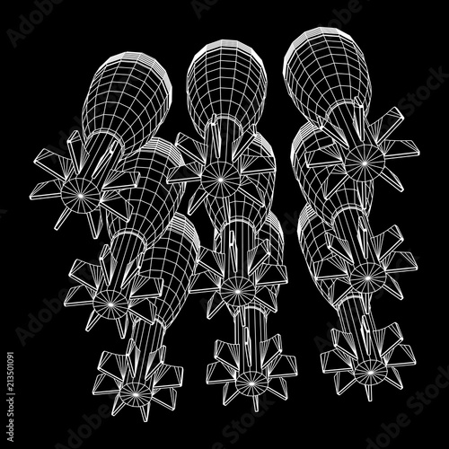 Missile, nuclear bomb or mortar mine Wireframe low poly mesh vector illustration