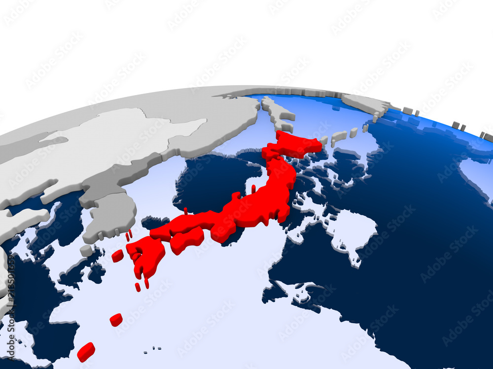 Japan on political globe