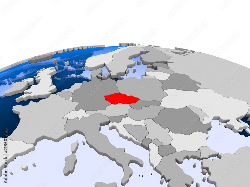 Czech republic on political globe Czech republic on political globe