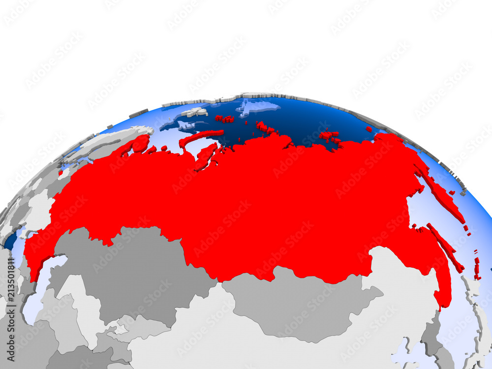 Fototapeta premium Russia on political globe
