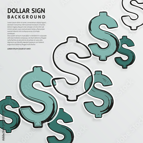 Hand drawn dollar signs on white background. Vector.