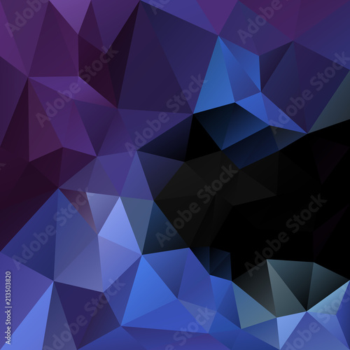 vector abstract irregular polygonal square background - triangle low poly pattern - royal blue  purple  ultra violet and black color gradient