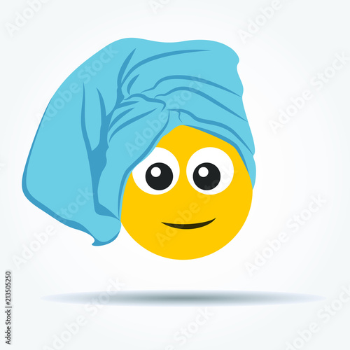 "To wash the head" emoticon in a flat design. Isolated emoticon