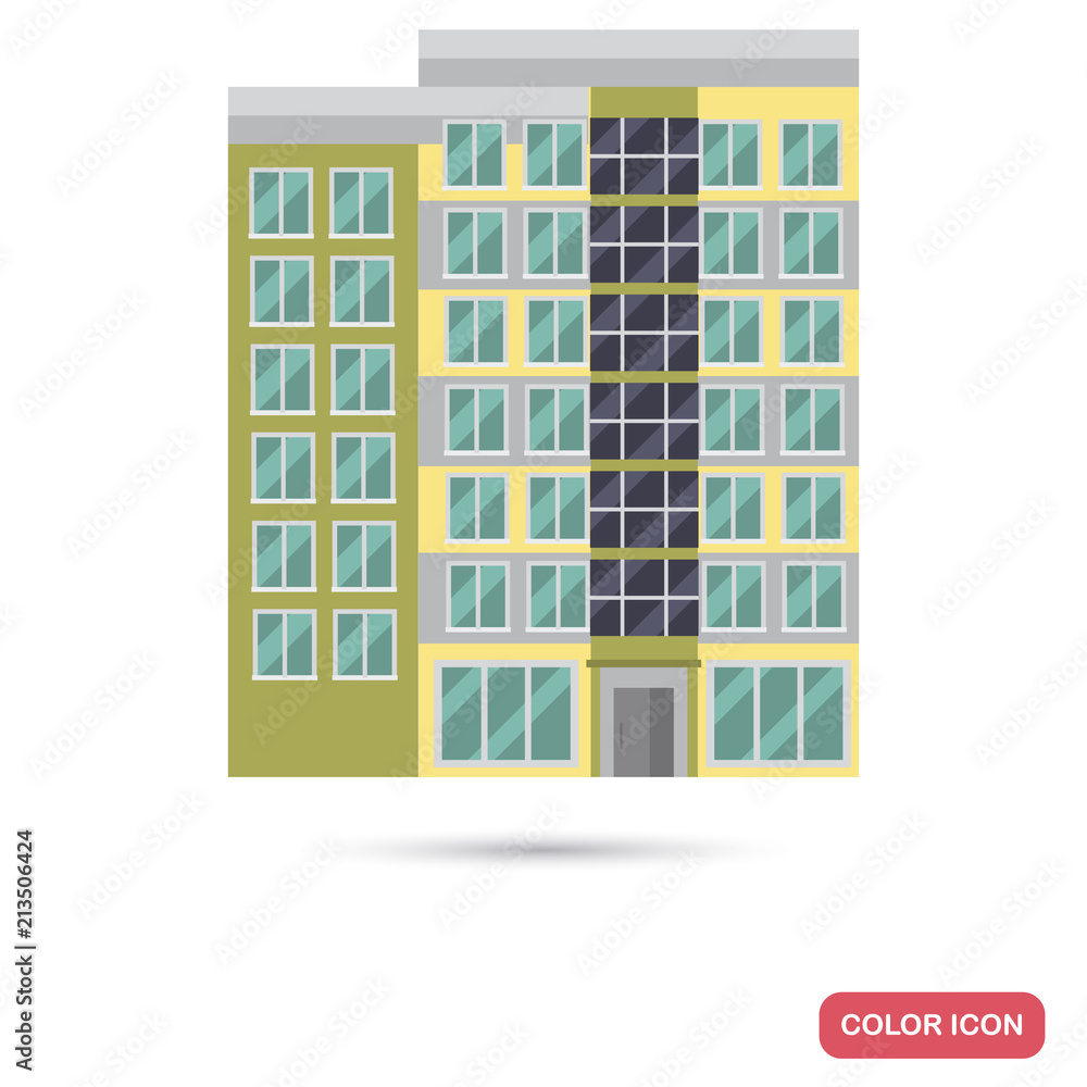 Modern multi apartment house color flat icon Modern multi apartment house color flat icon