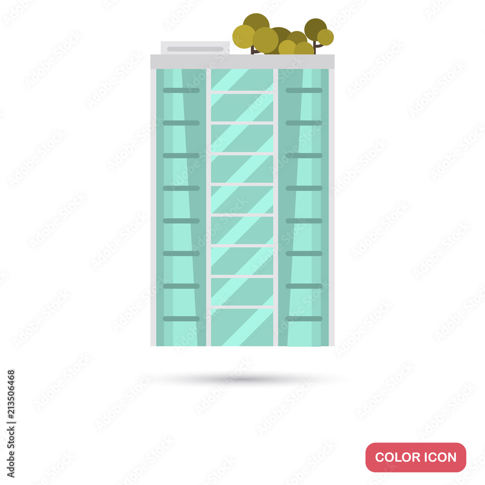 Modern multi apartment house color flat icon Modern multi apartment house color flat icon