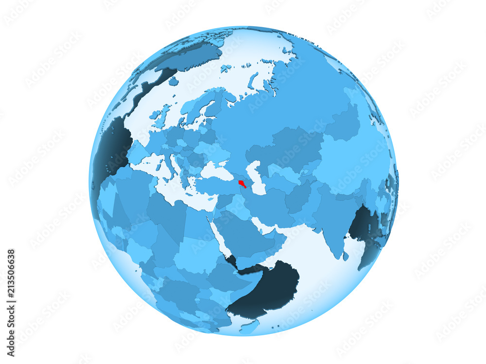 Armenia on blue globe isolated