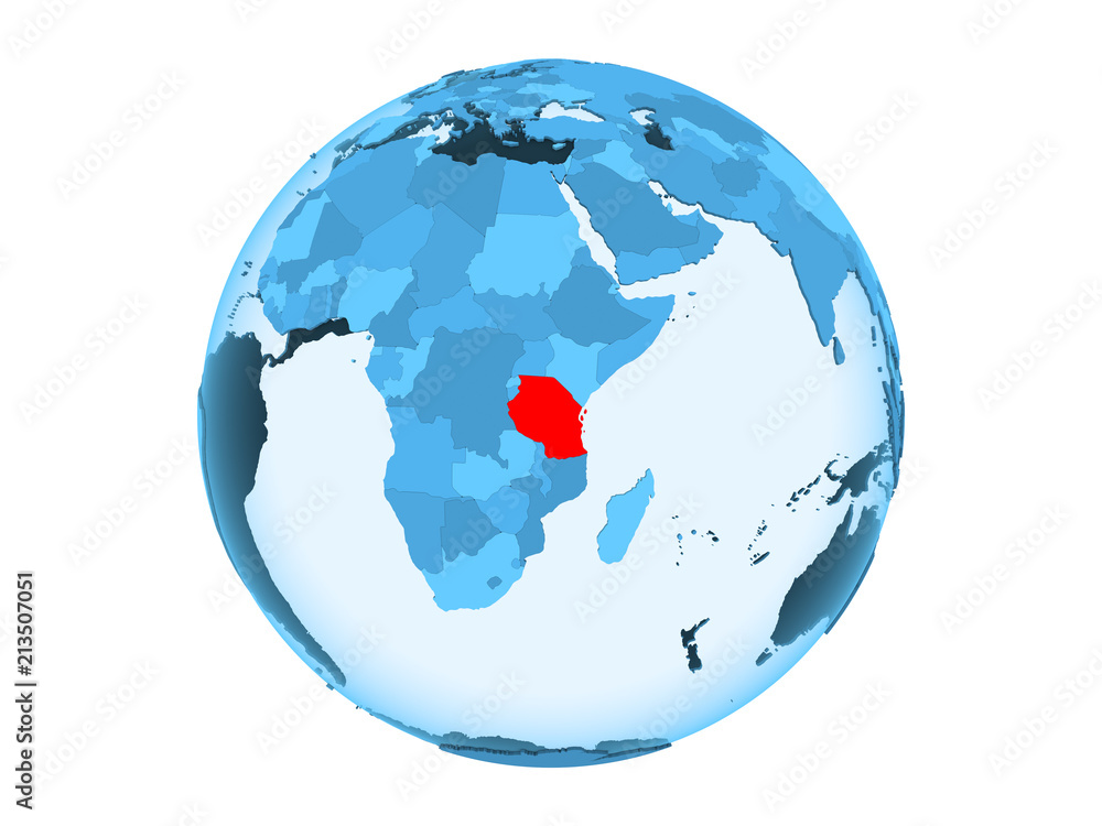 Tanzania on blue globe isolated Tanzania on blue globe isolated