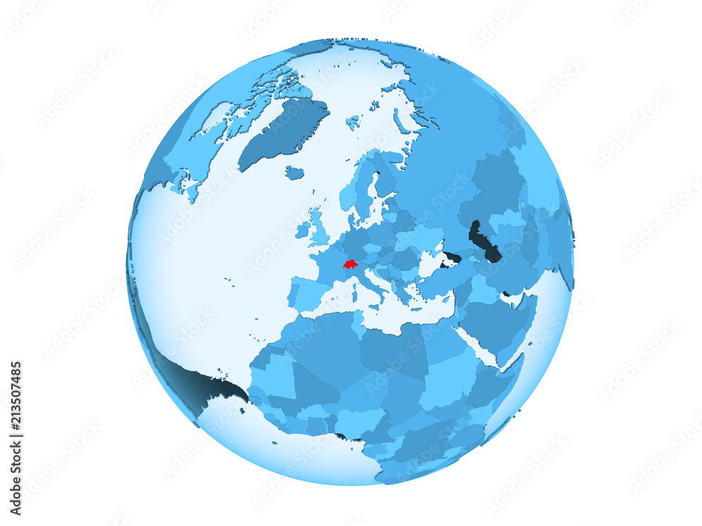 Switzerland on blue globe isolated Switzerland on blue globe isolated