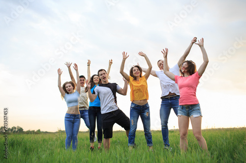 Group of young people on the field