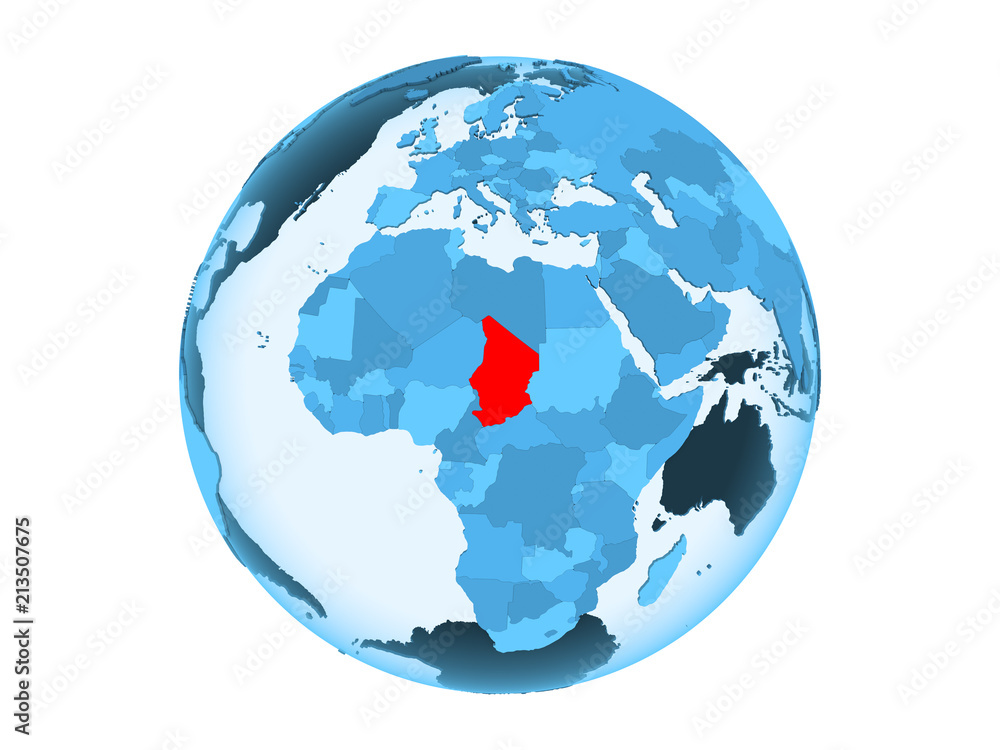 Chad on blue globe isolated Chad on blue globe isolated
