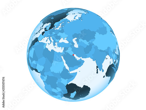 Kuwait on blue globe isolated