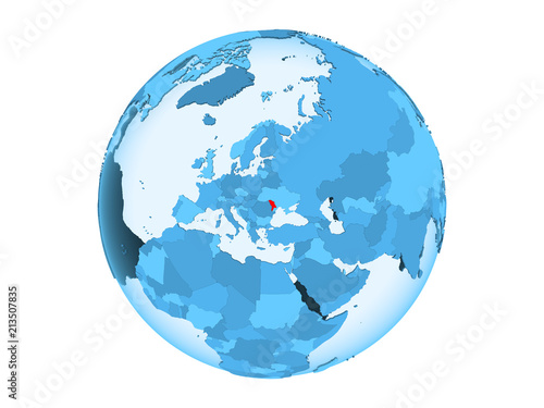 Moldova on blue globe isolated