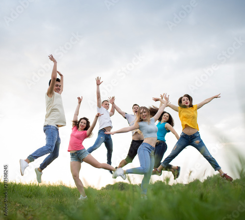 Young people jumping