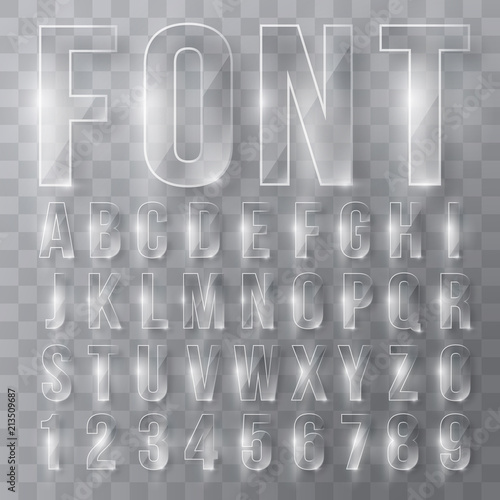 Font alphabet transparent effect vector