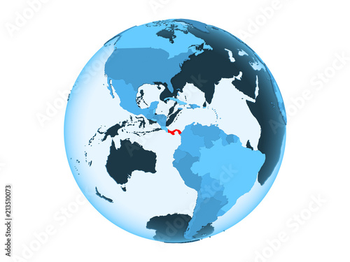 Panama on blue globe isolated