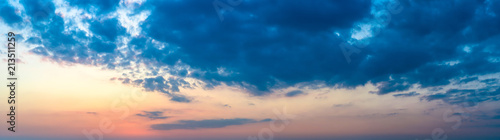 Panorama of beautiful red sky and cloud in sunset, colorful evening nature. High resolution. © Michal