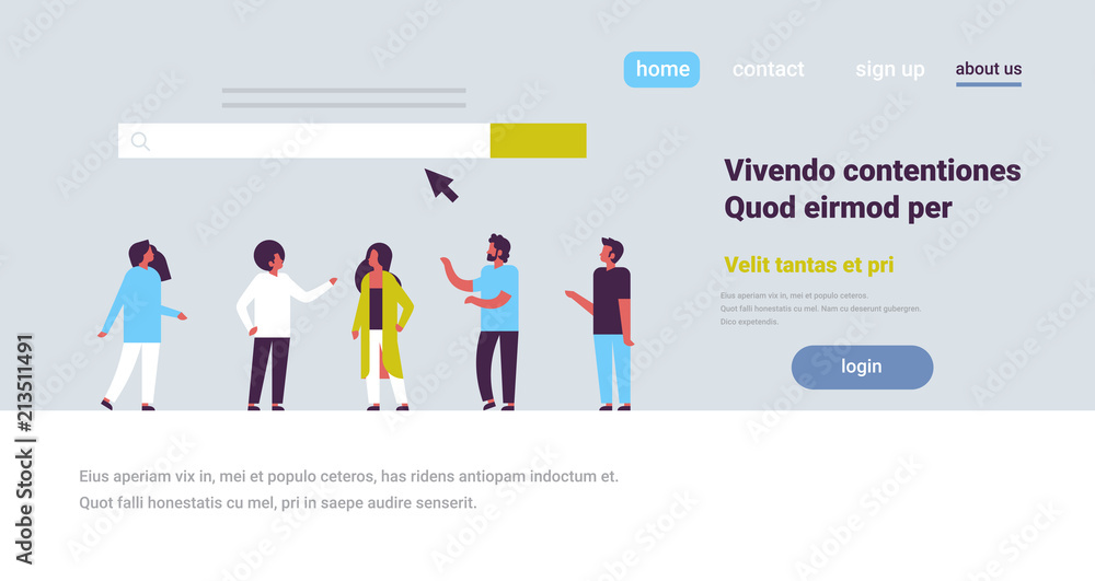 people over search online internet browsing web concept website WWW bar graphic flat horizontal copy space vector illustration people over search online internet browsing web concept website WWW bar graphic flat horizontal copy space vector illustration