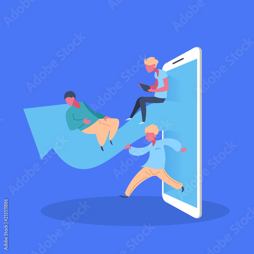 People streaming mobile internet webcast arrow information