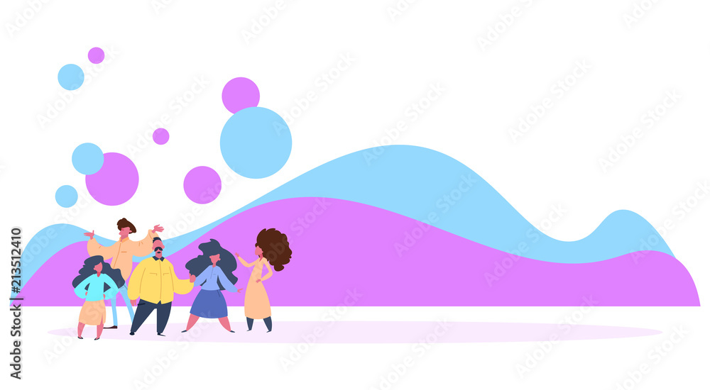 people balloons creative background flat chat bubbles full length horizontal vector illustration