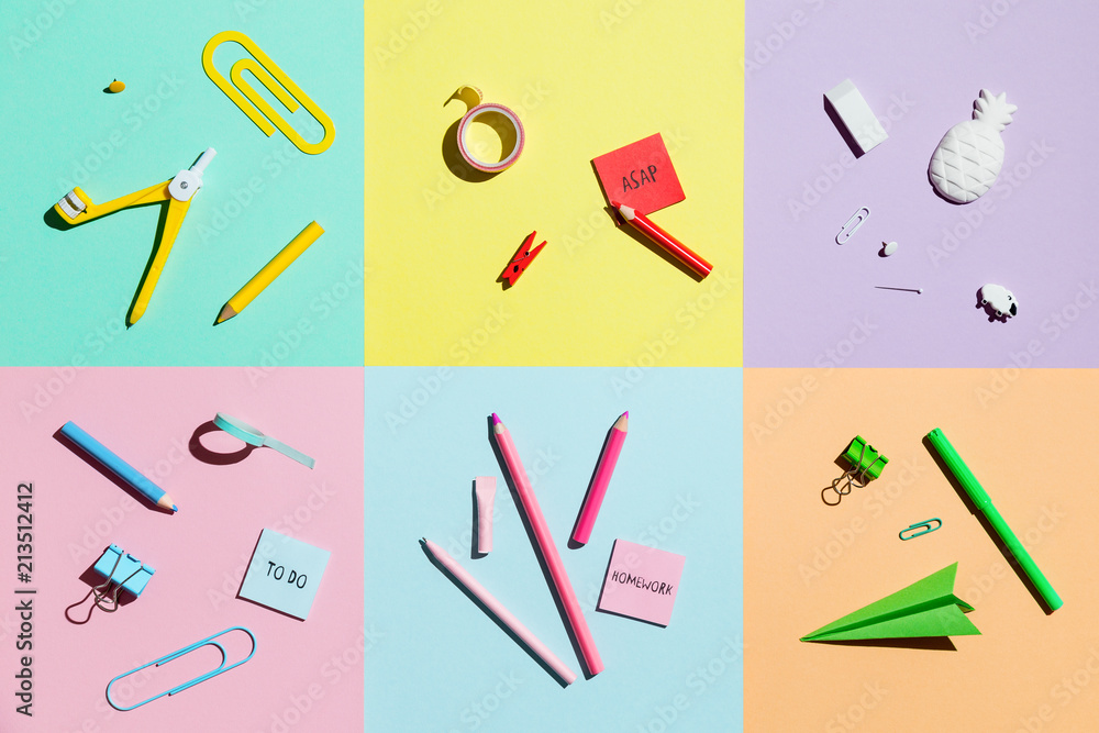 Back to school. Creative Flat lay desk and stationery. Back to school. Creative Flat lay desk and stationery.