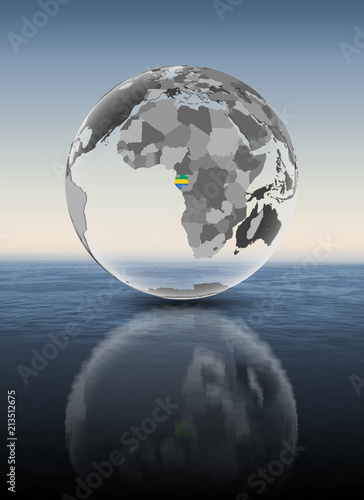Fototapeta Naklejka Na Ścianę i Meble -  Gabon on translucent globe above water