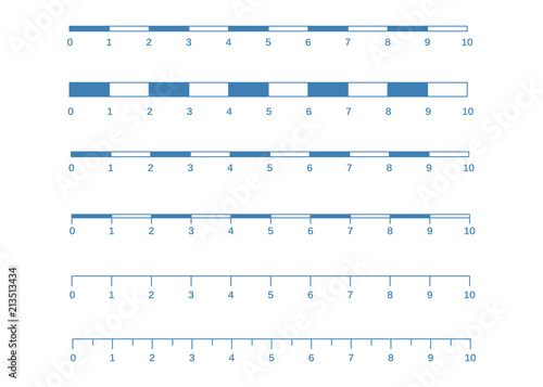 Map scales graphics for measuring distances. Scale measure map vector. Latitude and longitude distance