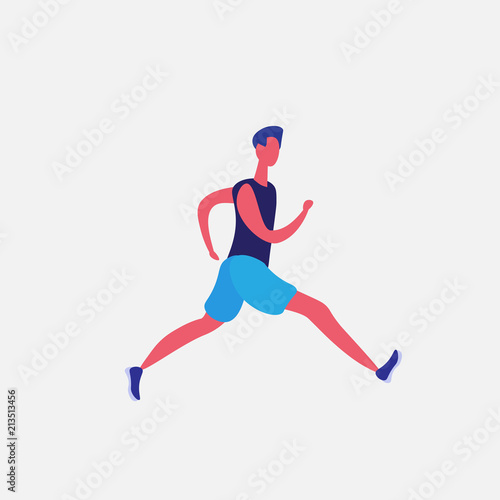 running man cartoon character sportsman activities isolated healthy lifestyle concept full length flat vector illustration