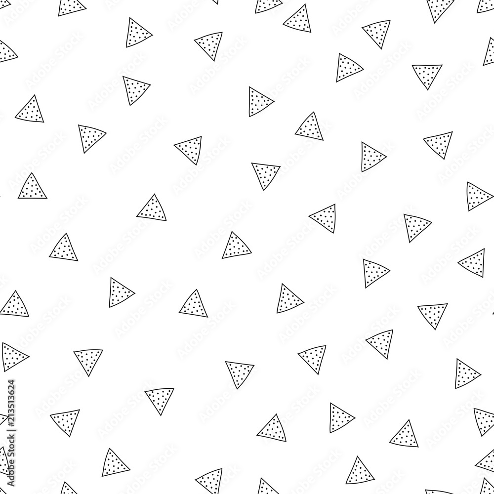 Triangles. Black and white seamless pattern. Geometric, abstract background for covers, textile. Doodle shapes. Triangles. Black and white seamless pattern. Geometric, abstract background for covers, textile. Doodle shapes.