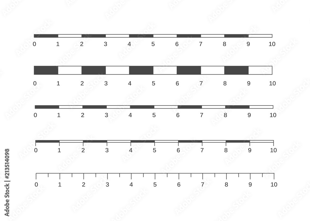 Map scales graphics for measuring distances. Scale measure map vector