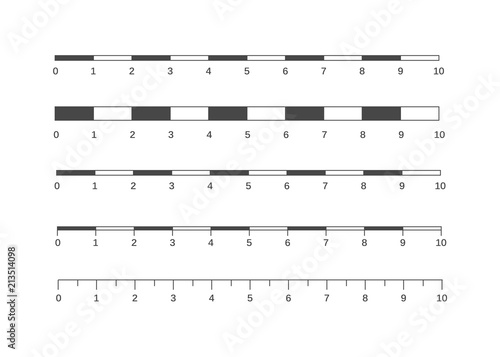 Map scales graphics for measuring distances. Scale measure map vector. Latitude and longitude distance