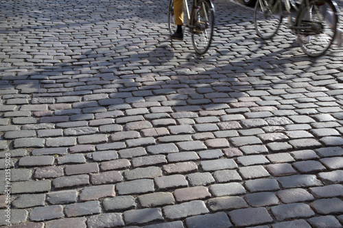 Cyclist on Cobblestones, Christianshavn, Copenhagen