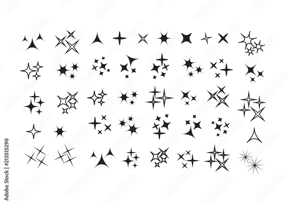 Sparkles icon set. Star element. Sparkle lights vector Sparkles icon set. Star element. Sparkle lights vector