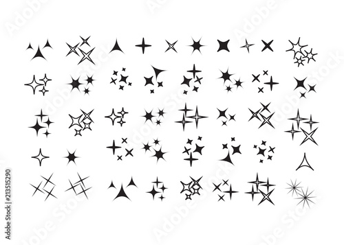 Sparkles icon set. Star element. Sparkle lights vector