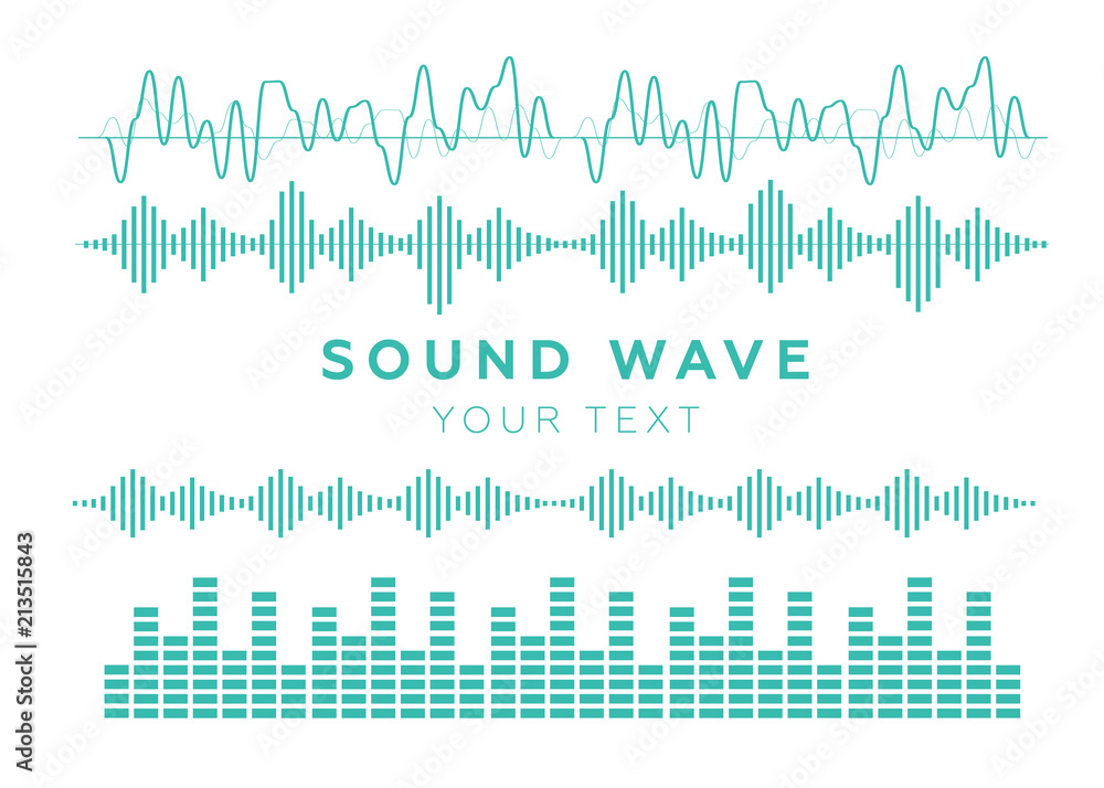 Sound wave forms. Music amplitude waveforms equalizer. Voice audio form