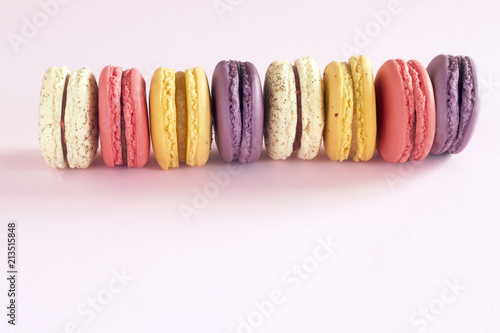 Sweet and colourful french macaroons.