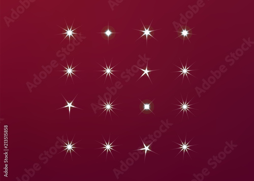 Sparkle lights stars set. Glowing light effect star.