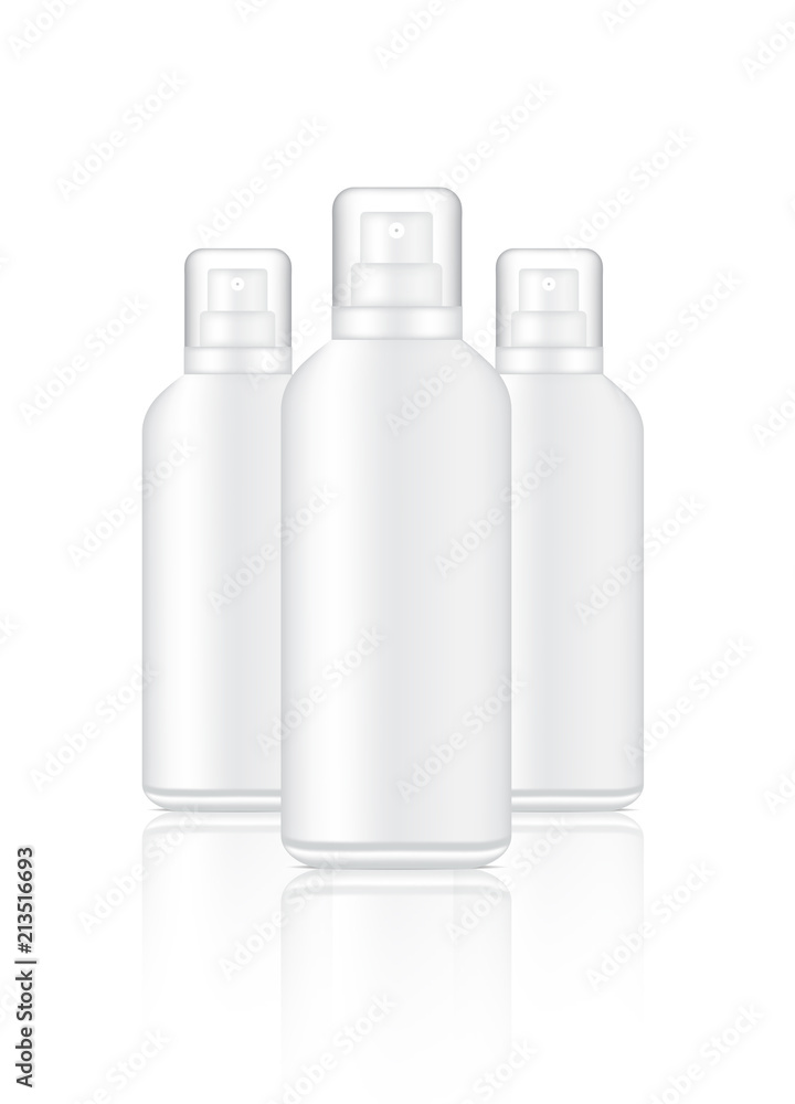 Mock up Realistic White Spray Cosmetic Bottles Set Background Illustration Mock up Realistic White Spray Cosmetic Bottles Set Background Illustration