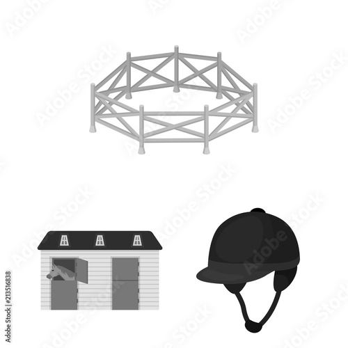 Hippodrome and horse monochrome icons in set collection for design. Horse Racing and Equipment vector symbol stock web illustration.