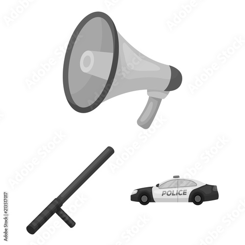 Police, Department monochrome icons in set collection for design.Detective and accessories vector symbol stock web illustration.