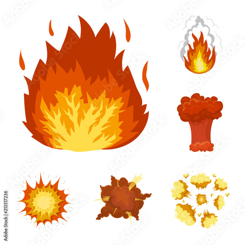 Different explosions cartoon icons in set collection for design.Flash and flame vector symbol stock web illustration.