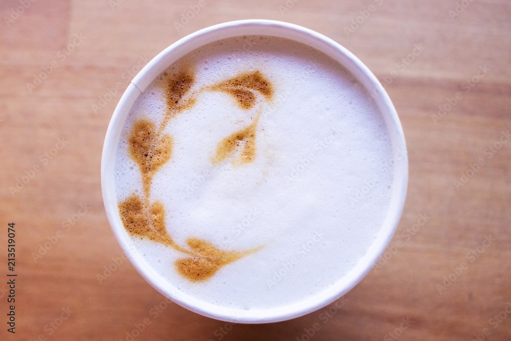 Coffee, pattern on foam. Coffee, pattern on foam.